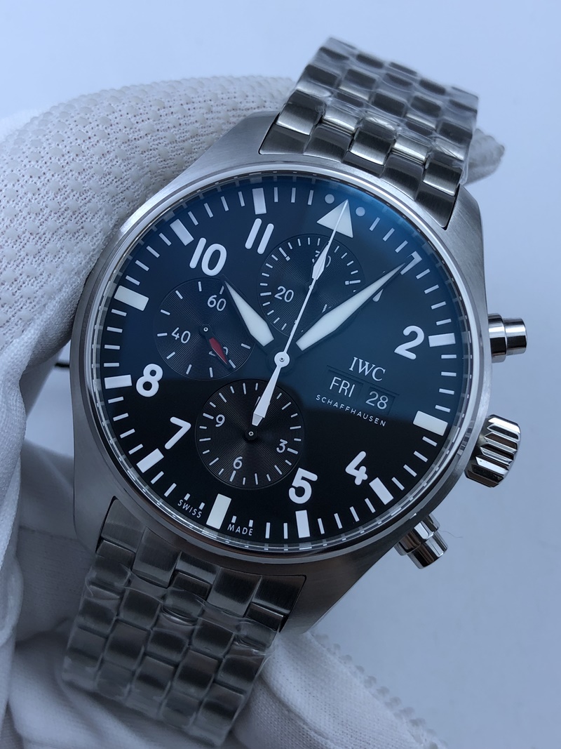 (준비완료/특급배송/)NO.695/ZF공장 IWC 377710 파일럿 크로노 블랙다이얼